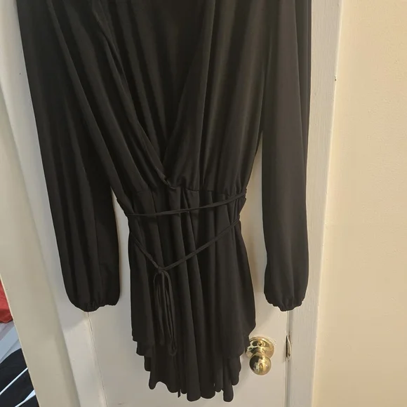 Elegant Black Wrap Dress Long Sleeves Size 3XL - Picture 12 of 12